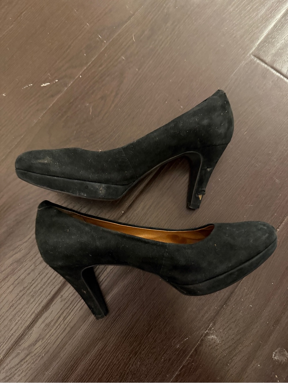 Clarks Black Suede Pump Heels